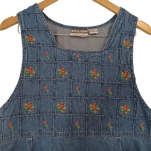 Speculation Sport Size S Women’s Vintage Jean dress Sleeveless Embroidered - Picture 8 of 12